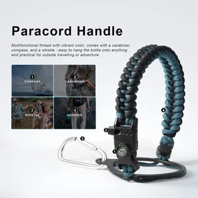 Buzio Paracord Carrier Strap Cord-Fits Wide Mouth Bottle - Indigo Crush